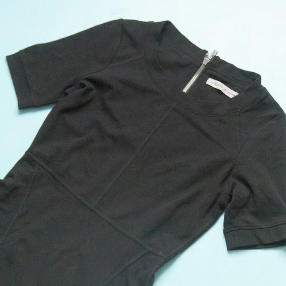 Athleta En Route Black Short Sleeve Scuba Stretch Knit Skater Dress Size XXS - Picture 3 of 7